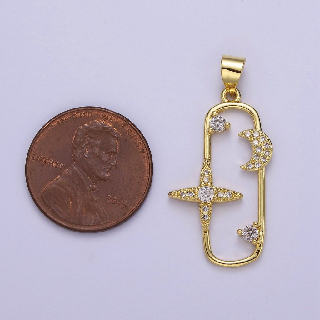 Star and Moon Charms - Space Charms - Galaxy Pendant - Celestial Jewelry J-512 - DLUXCA