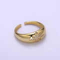 Star Dome Ring, Adjustable Gold Ring, Chunky Ring, Stackable Ring for Statement Jewelry Birthday Gift Idea for Her woman ring S-169 - DLUXCA