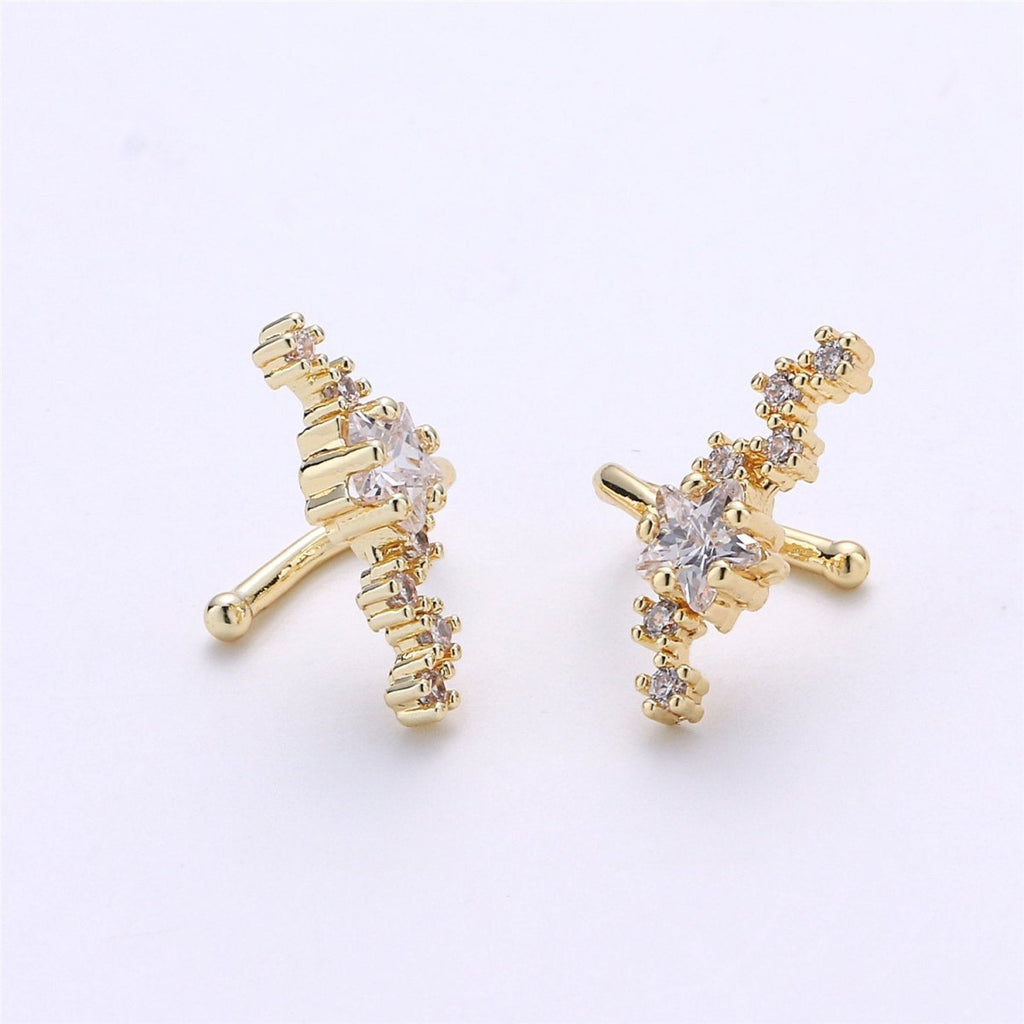Star Ear cuff - Gold ear cuff - Conch earring- CZ ear cuff - Non pierced conch ear cuff - Dainty ear cuff - Ear cuff gold Huggie ear cuff K-219 - DLUXCA