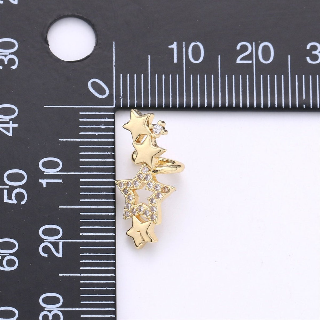 Star Ear Cuff No Piercing • Gold plated ear cuff • conch cuff • fake helix piercing • Star earring crawler • cartilage cuff K-155 - DLUXCA