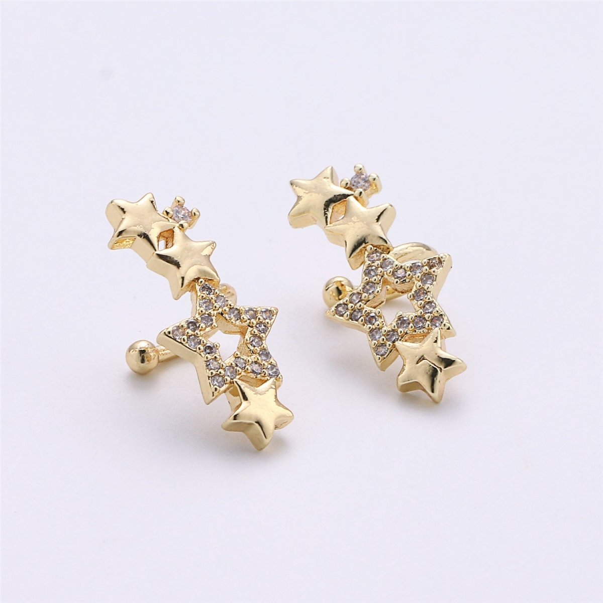 Star Ear Cuff No Piercing • Gold plated ear cuff • conch cuff • fake helix piercing • Star earring crawler • cartilage cuff K-155 - DLUXCA
