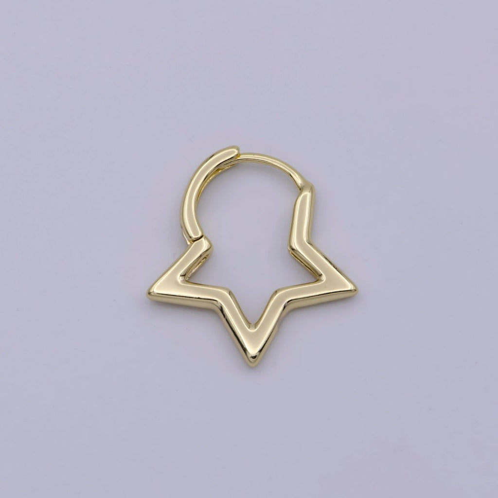 Star Huggie Earring, Stacking Earring, Hypoallergenic Huggie, Simple Hoop, Minimalist Earring, Everyday Earring, Hugger Earring Hoop, Gift For Her Celestial Star T-216 - DLUXCA