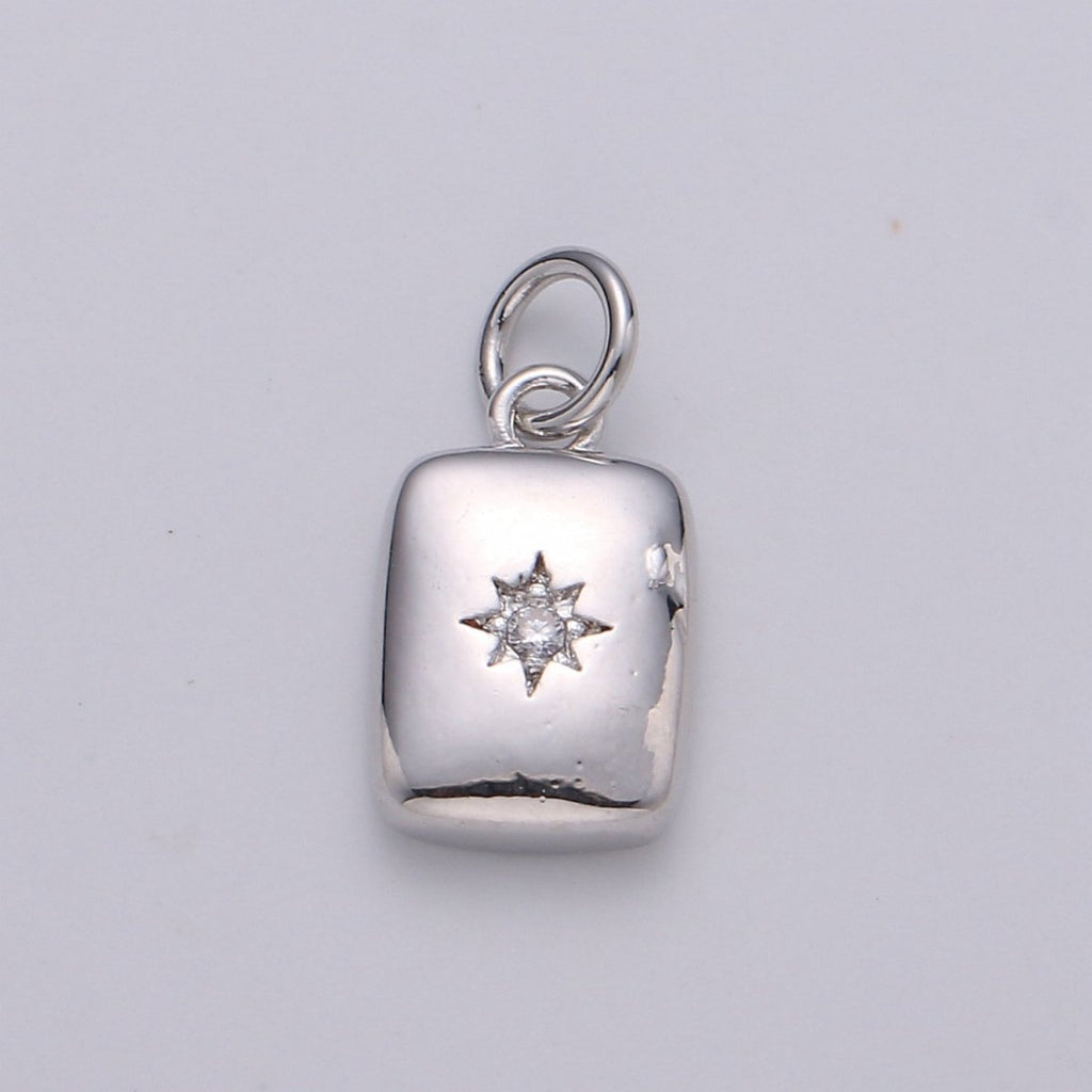 Star Rectangle Gold plated Charm - D582- D-583