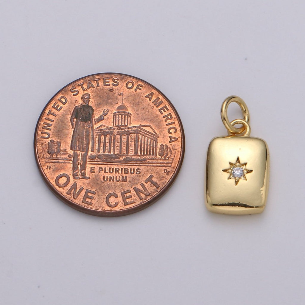 Star Rectangle Gold plated Charm - D582- D-583