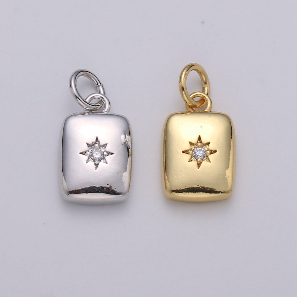 Star Rectangle Gold plated Charm - D582- D-583