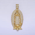 Statement 14K Gold plated Lady Guadalupe Oval Pendant Gold Virgin Mary Charm Micro Pave Religious Jewelry AA-300 - DLUXCA