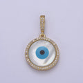 Statement Evil Eye Charm Boho Gold plated Eye Charms, Evil Eye Medallion Pendant Necklace Good Lucky Amulet Protection Jewelry Supply H-570 - DLUXCA