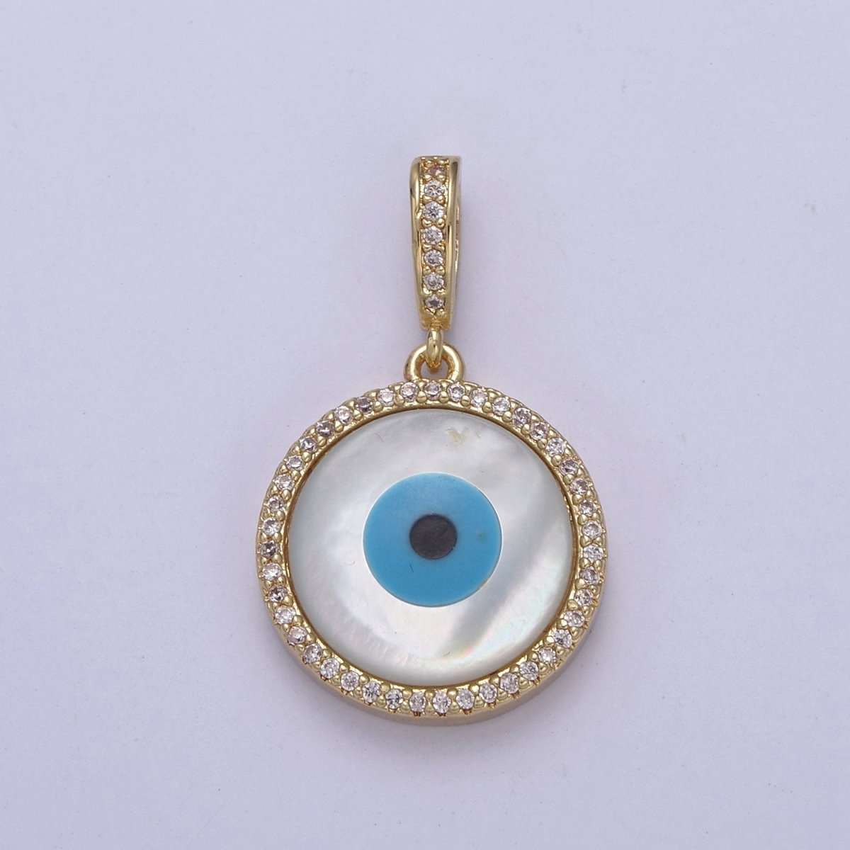 Statement Evil Eye Charm Boho Gold plated Eye Charms, Evil Eye Medallion Pendant Necklace Good Lucky Amulet Protection Jewelry Supply H-570 - DLUXCA