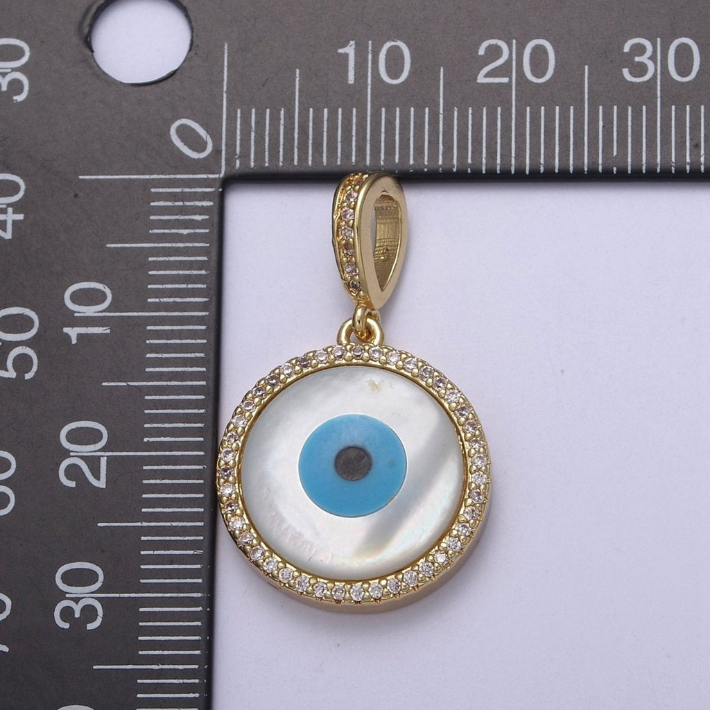 Statement Evil Eye Charm Boho Gold plated Eye Charms, Evil Eye Medallion Pendant Necklace Good Lucky Amulet Protection Jewelry Supply H-570 - DLUXCA