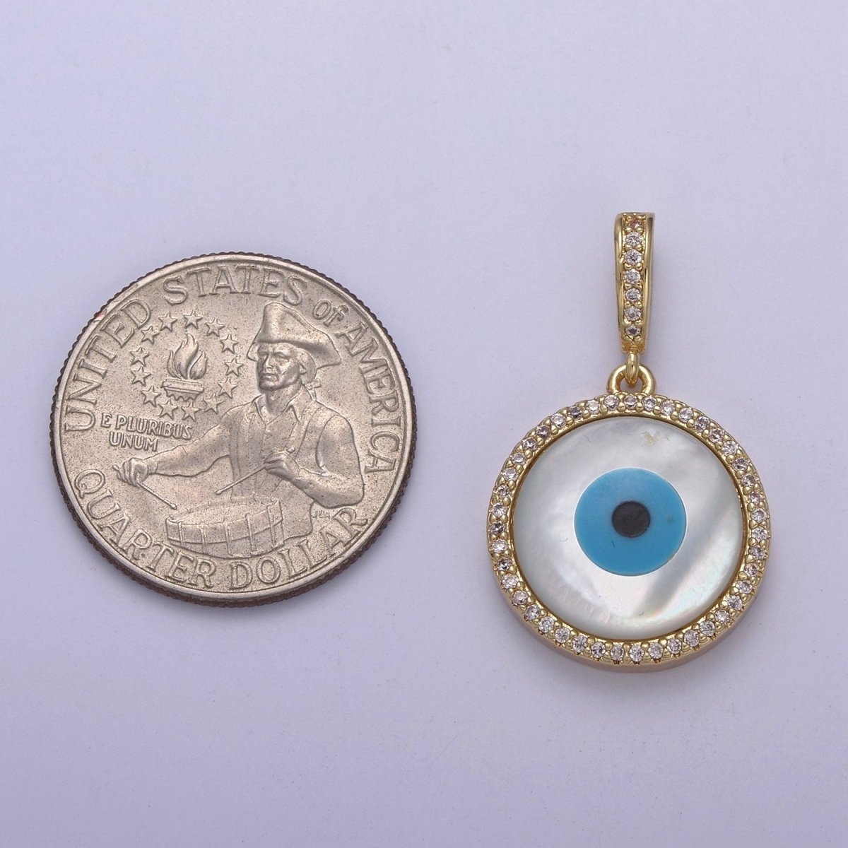Statement Evil Eye Charm Boho Gold plated Eye Charms, Evil Eye Medallion Pendant Necklace Good Lucky Amulet Protection Jewelry Supply H-570 - DLUXCA