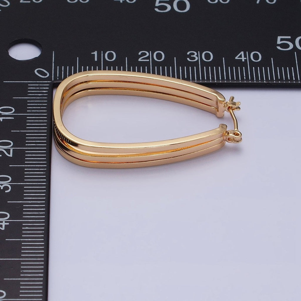 Statement Oval Hoop Earrings, Chunky Gold Hoop Earrings, Oval Gold Hoop Earrings, Modern Hoop Earrings AD1004 AD1005 - DLUXCA