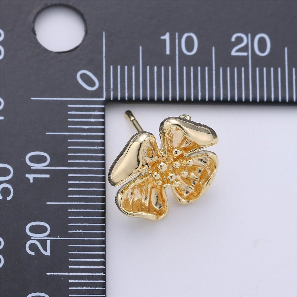 Stud Flower Earring Gold plated Floral Earring Jewelry Component K-196 - DLUXCA