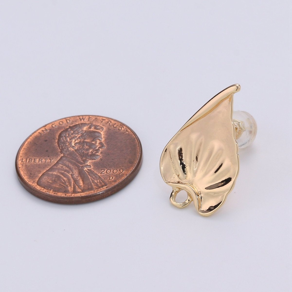 Stud Leaf Earring Gold plated Nature Earring Jewelry Component L-011 - DLUXCA