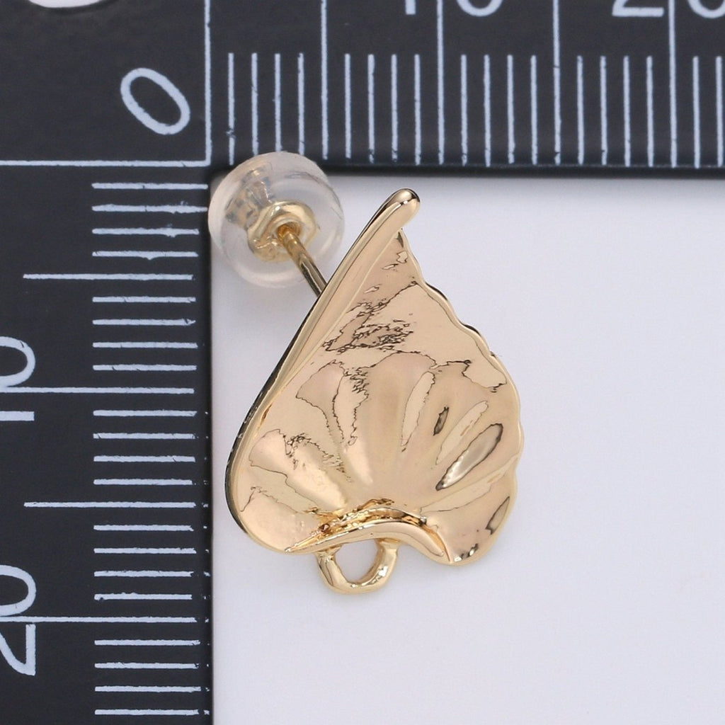 Stud Leaf Earring Gold plated Nature Earring Jewelry Component L-011 - DLUXCA