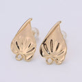 Stud Leaf Earring Gold plated Nature Earring Jewelry Component L-011 - DLUXCA