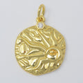 Sun Round Rustic Coin Gold plated Charm M-382 - DLUXCA