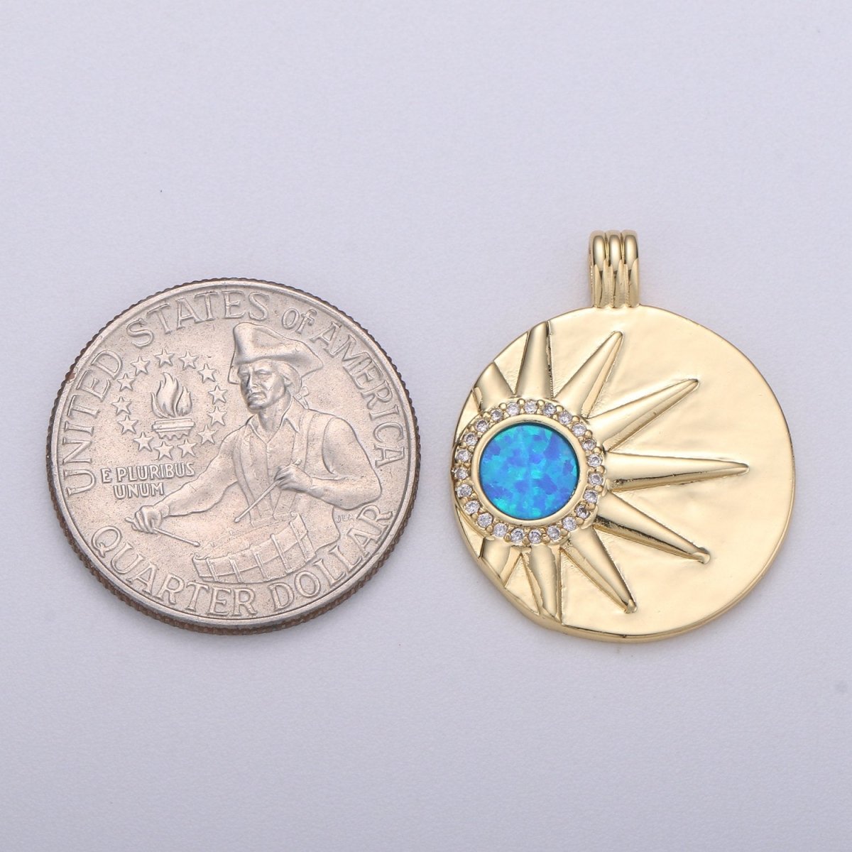 Sun with Opal Pendants • Gold Celestial Pendant • 14k Gold plated Pendant Medallion Charm Sunburst Jewelry Supply I-711~I-713