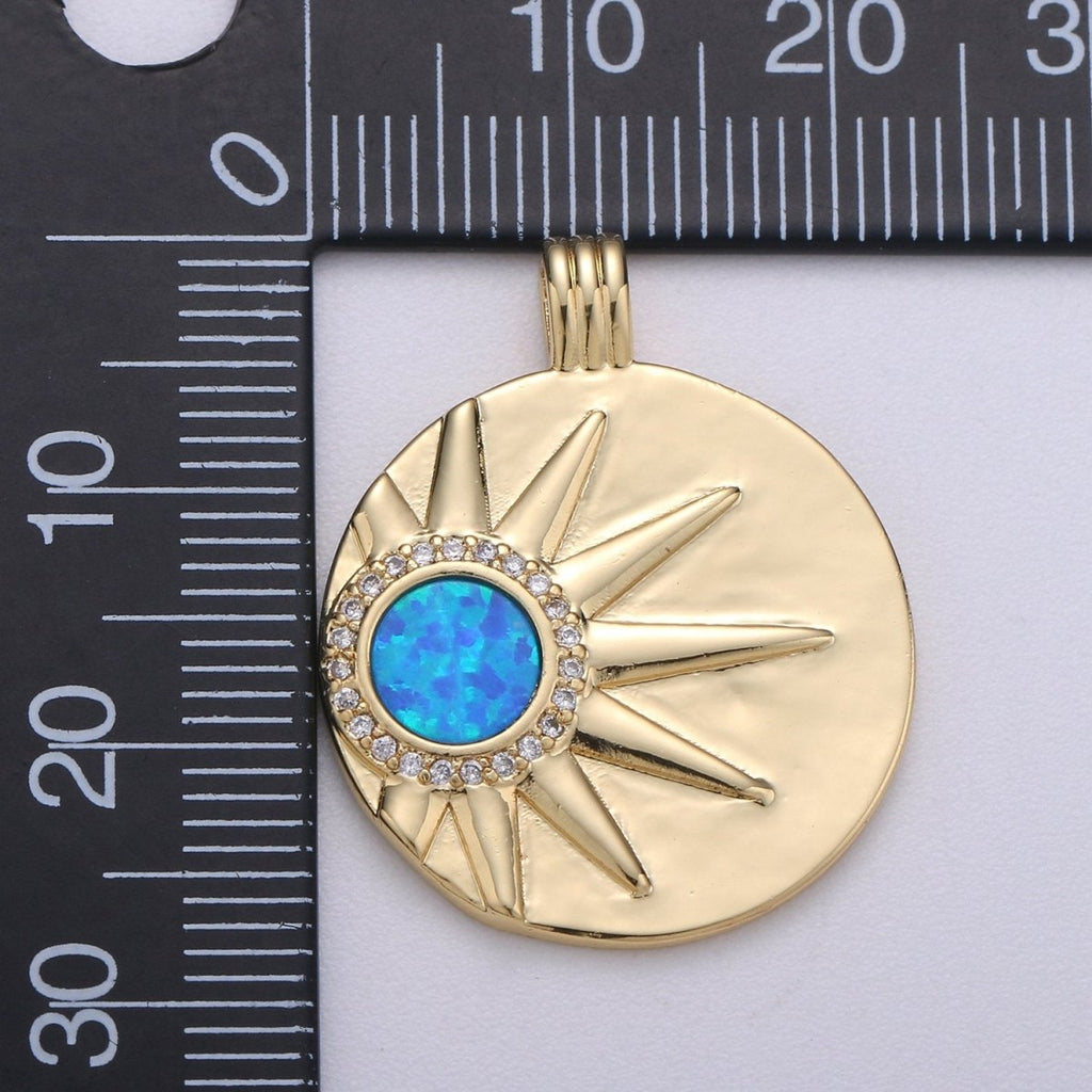 Sun with Opal Pendants • Gold Celestial Pendant • 14k Gold plated Pendant Medallion Charm Sunburst Jewelry Supply I-711~I-713