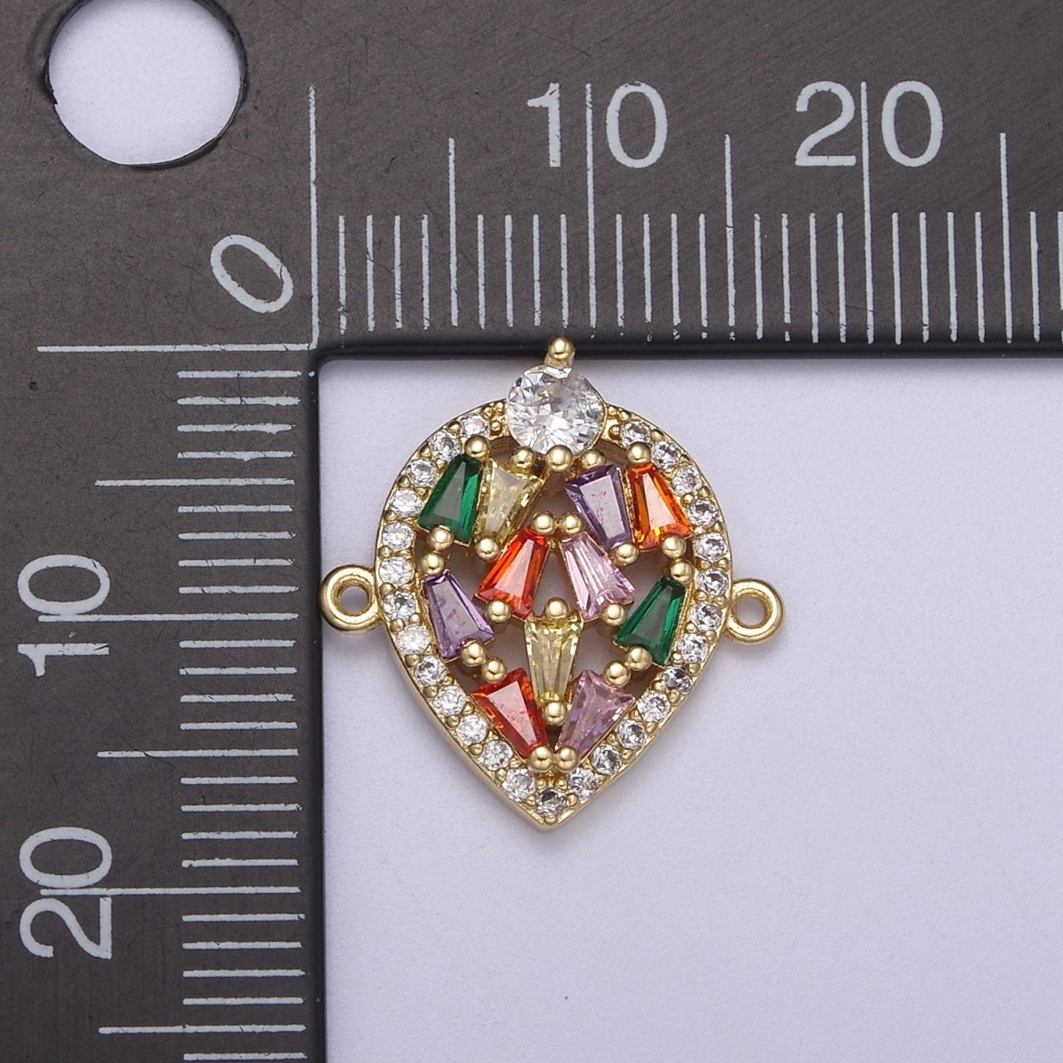 Tear Drop connectors, CZ charms gold plated Rainbow crystal charms for bracelet, teardrop crystal jewelry link connector F-212 - DLUXCA
