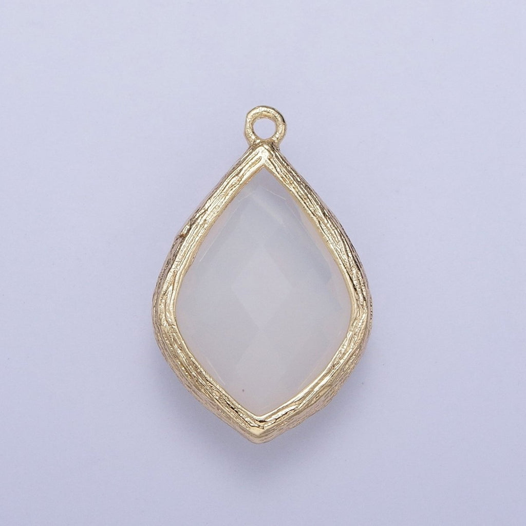 Teardrop Milky White & Peach Cubic Zirconia Gold Charm For Jewelry Necklace Bracelet Component AG-005 AG-006