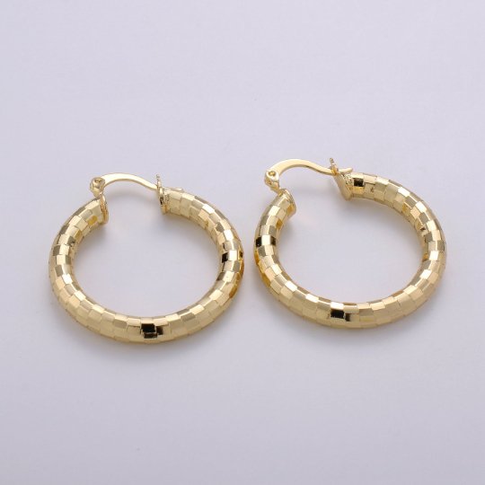 Texture Hoops Gold, Hoop Earrings Gold, Hoop Earrings, Gold Hoops, Round Earrings, Circle Earrings Gold, Small Hoops Gold, Round Hoops Gold Q-197 - DLUXCA