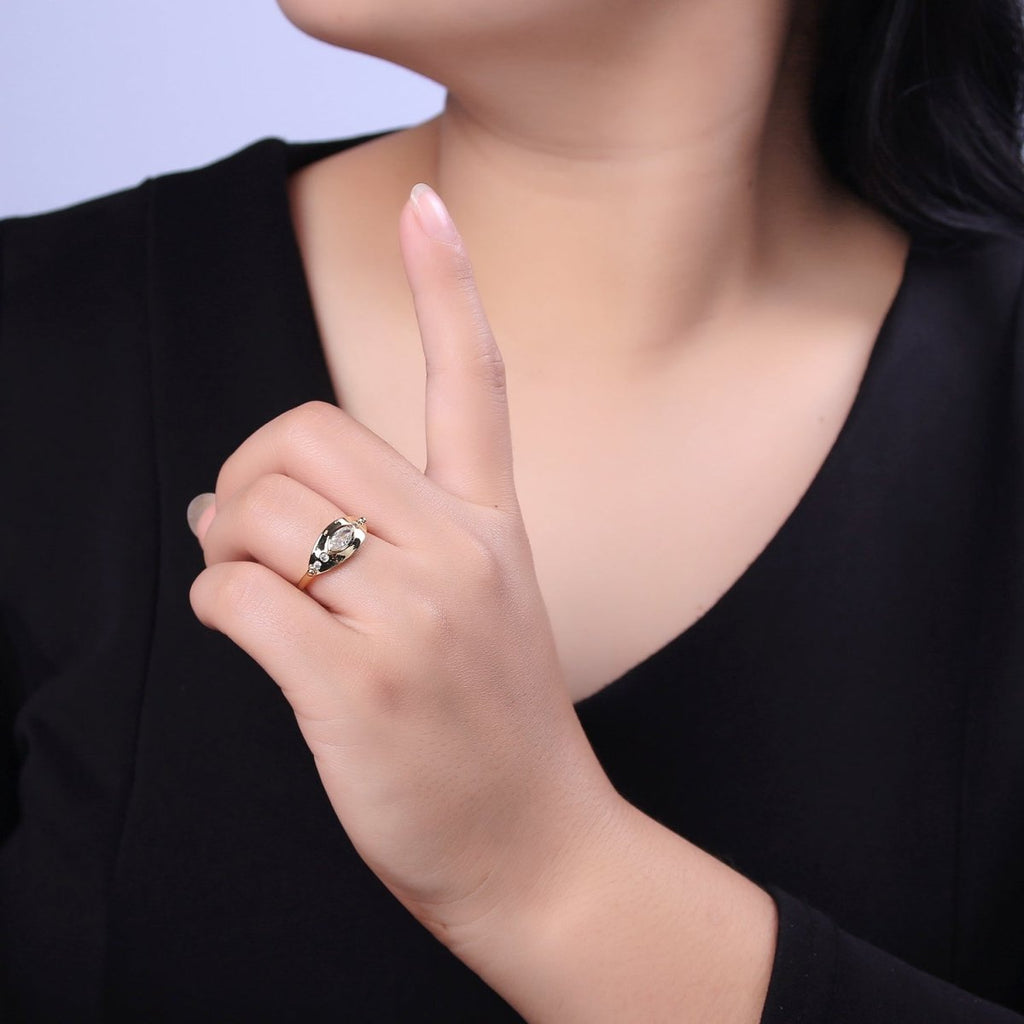 The Eye Ring in 14k Gold plated Open Adjustable Jewelry U-378 - DLUXCA