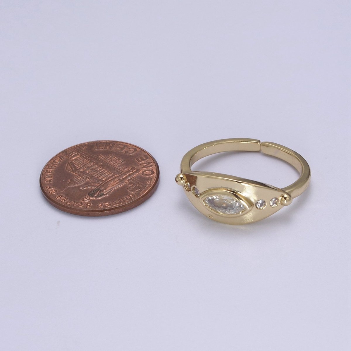 The Eye Ring in 14k Gold plated Open Adjustable Jewelry U-378 - DLUXCA