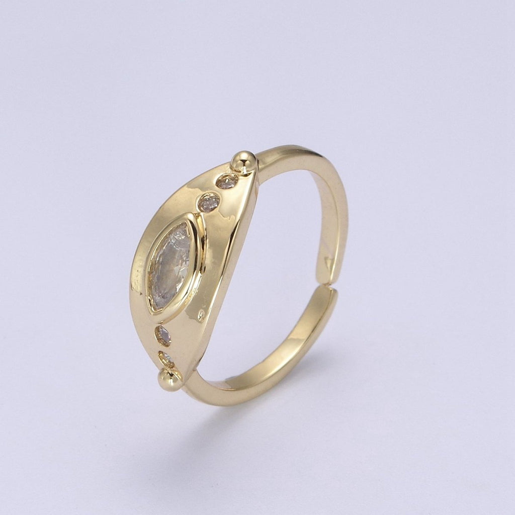 The Eye Ring in 14k Gold plated Open Adjustable Jewelry U-378 - DLUXCA