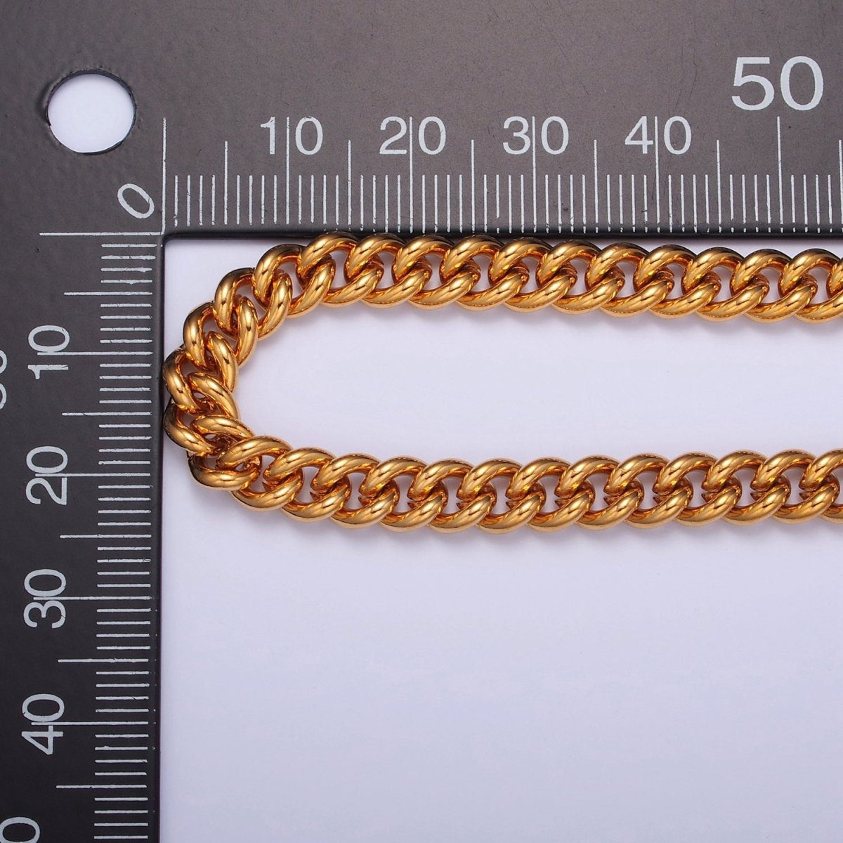 Thick Curb Link Unfinished Chain, 6mm 24k Gold plated Chain 19.5 inch long | WA-1394 Clearance Pricing - DLUXCA