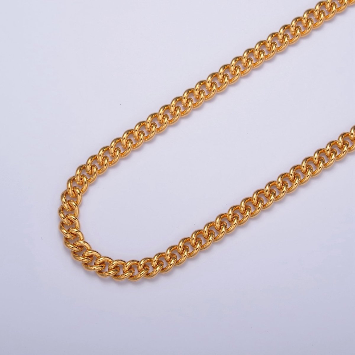 Thick Curb Link Unfinished Chain, 6mm 24k Gold plated Chain 19.5 inch long | WA-1397 Clearance Pricing - DLUXCA