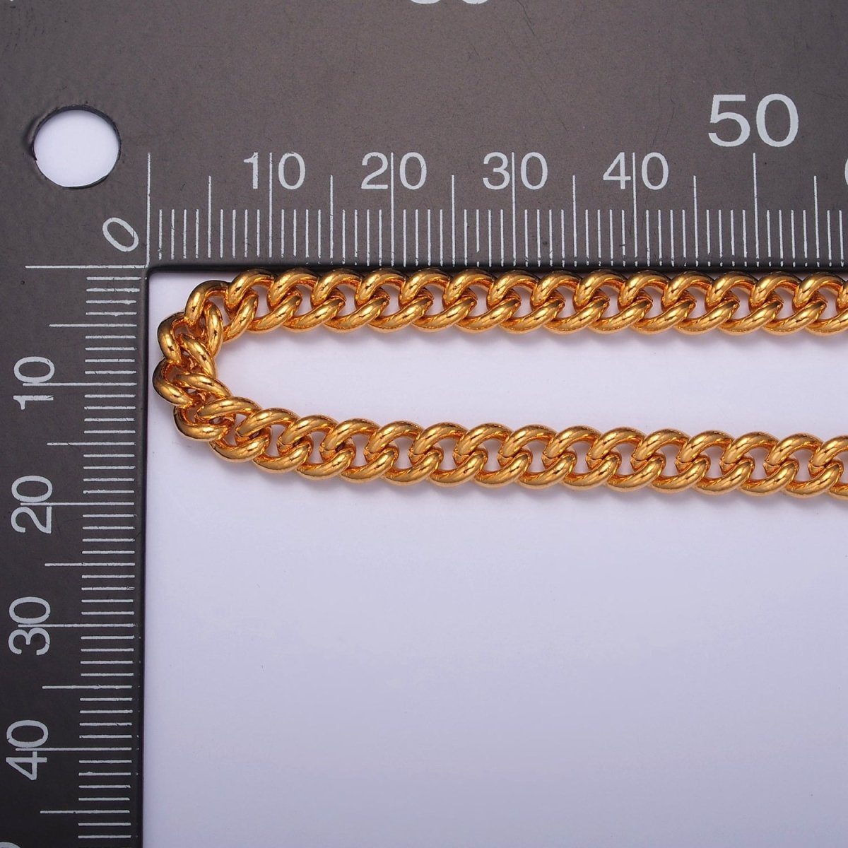 Thick Curb Link Unfinished Chain, 6mm 24k Gold plated Chain 19.5 inch long | WA-1397 Clearance Pricing - DLUXCA