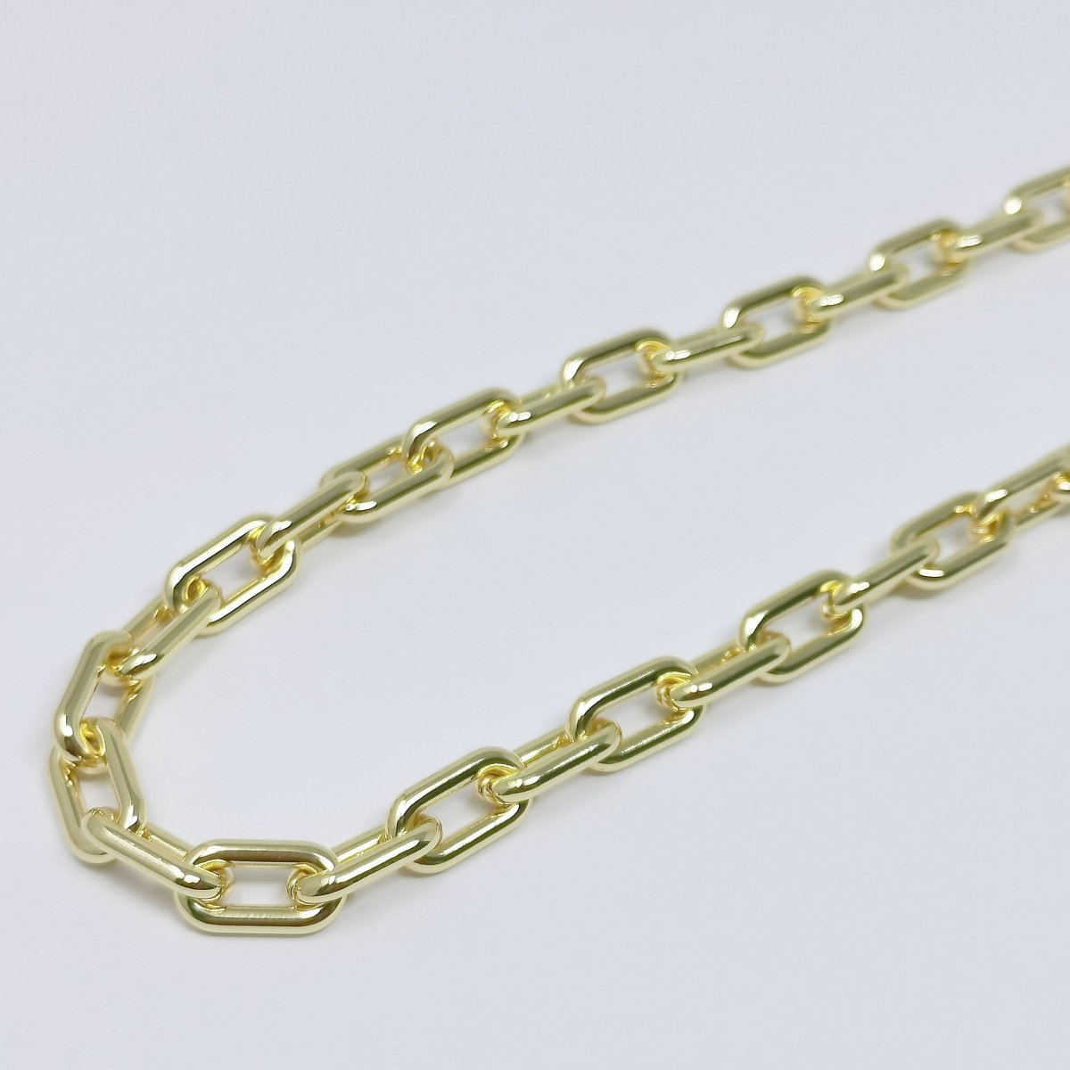 Thick PAPER CLIP Link Elongated, 24K Gold plated Chain By Yard, Roll Chain For DIY Jewelry Craft Making | ROLL-362 Clearance Pricing - DLUXCA
