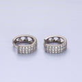 Thick Pave CZ Huggie Hoops in Silver, Chunky CZ Diamond Hoops AB783 - DLUXCA