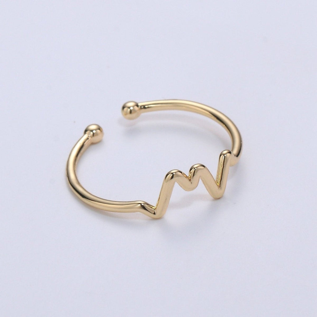 Thin Chevron Ring - Gold Stacking Ring - Dainty Ring - Open Ring - Heart Beat Ring - Thin Band - Simple Gold Ring Minimalist Jewelry R-069 - DLUXCA