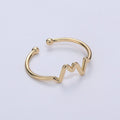Thin Chevron Ring - Gold Stacking Ring - Dainty Ring - Open Ring - Heart Beat Ring - Thin Band - Simple Gold Ring Minimalist Jewelry R-069 - DLUXCA