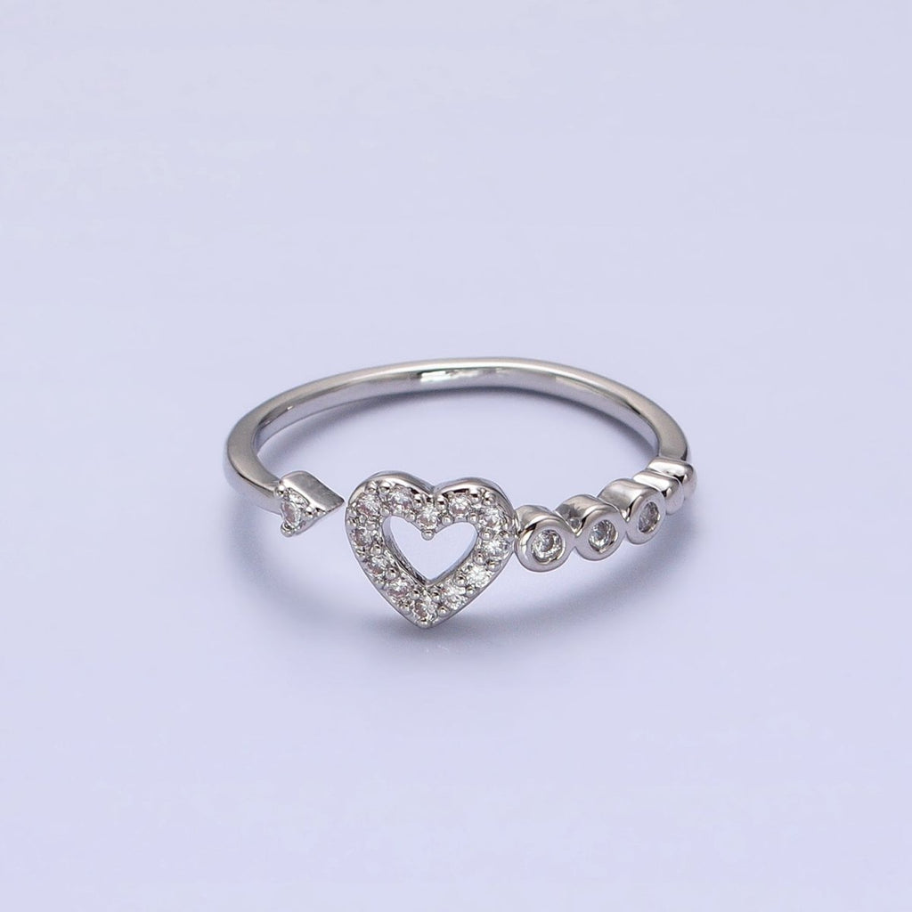 Thin Gold Heart Ring with Micro Pave CZ Stone Minimalist Jewelry O-1811 O-1812 - DLUXCA