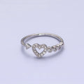 Thin Gold Heart Ring with Micro Pave CZ Stone Minimalist Jewelry O-1811 O-1812 - DLUXCA