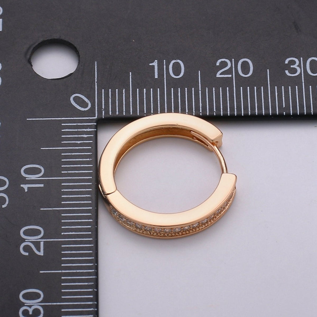 Thin Mini Ear Huggies - Rose Gold CZ Hoops | Micro Pave Huggies | Small Hoops | Dainty Huggies Hoop Earrings | Cartilage Hoops | Helix Hoops Q-309 - DLUXCA