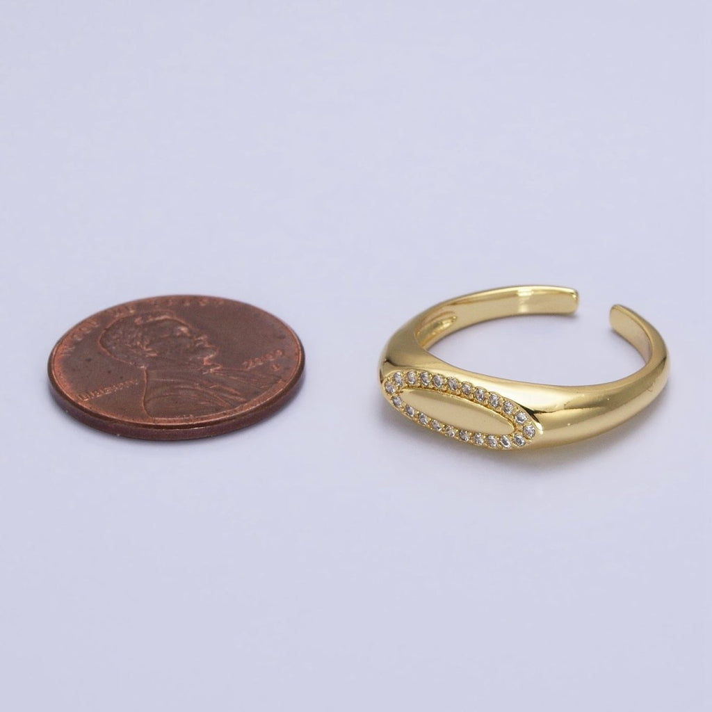 Thin Signet Ring Micro Pave Gold Signet Ring for Minimalist Jewelry O-1982 - DLUXCA