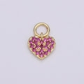 Tiny 14k Gold plated Heart Charms, Love Pendant, Dainty Red Color Cz Heart Charm for Minimalist Bracelet Earring Necklace supply D-607 - DLUXCA
