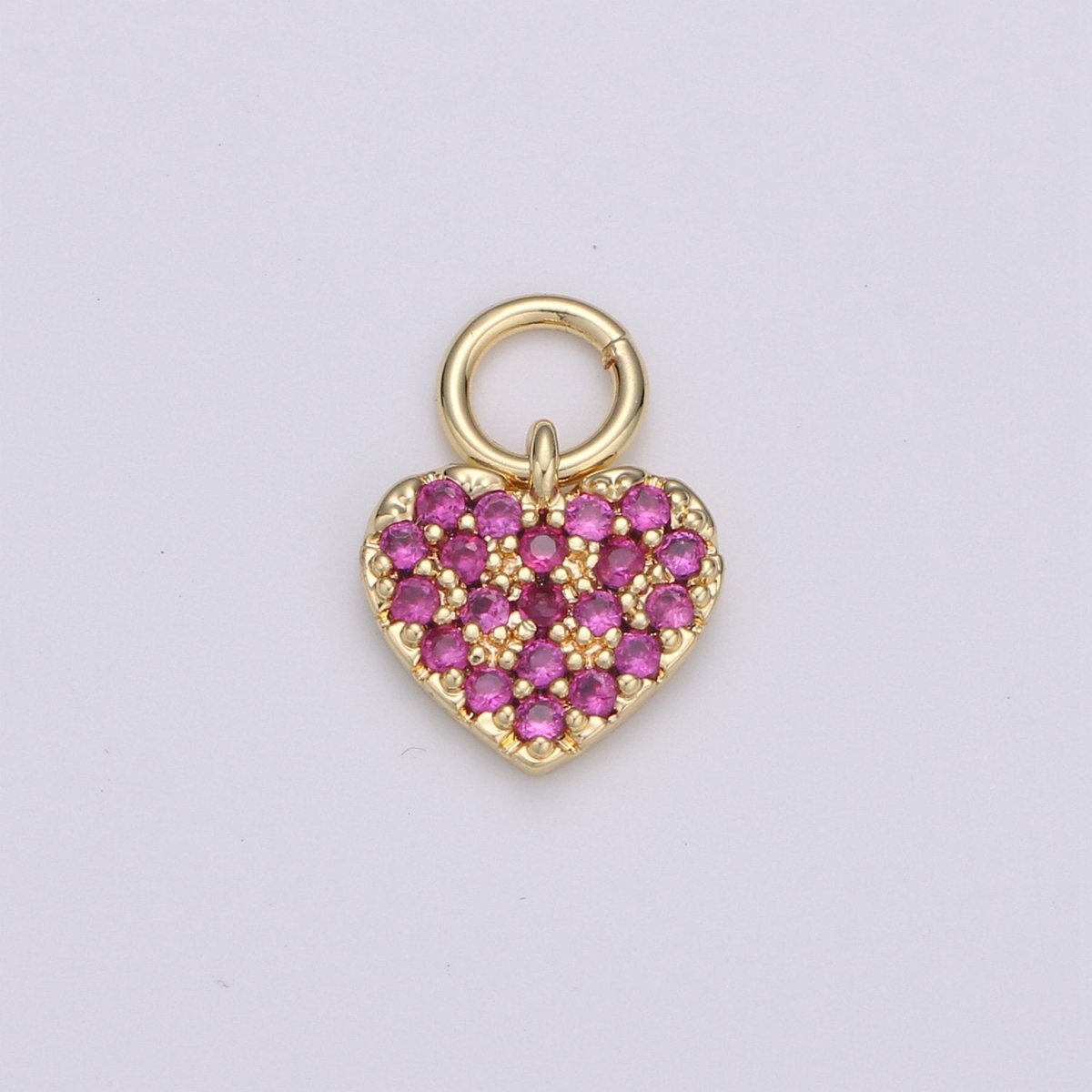Tiny 14k Gold plated Heart Charms, Love Pendant, Dainty Red Color Cz Heart Charm for Minimalist Bracelet Earring Necklace supply D-607 - DLUXCA