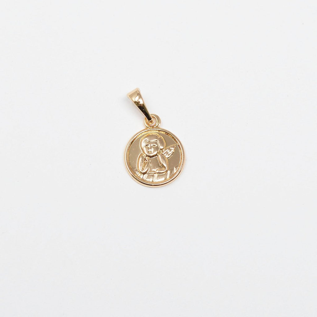 Tiny Angel Charm 18K Gold plated Cherub Charms Round Disc Charm for Valentine's Day Love Jewelry Supply Love Friendship Jewelry J-269 - DLUXCA