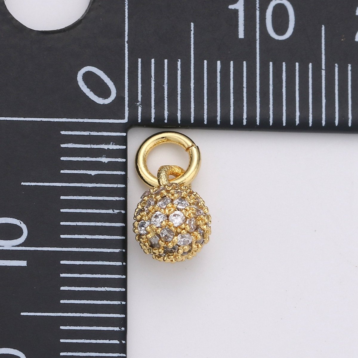 Tiny Ball Pendant Small Ball Charm for Handmade Jewelry Supplies 24k Gold plated Charm Micro Pave Cubic Ball Charm Disco Ball, D-117 - DLUXCA