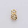 Tiny Ball Pendant Small Ball Charm for Handmade Jewelry Supplies 24k Gold plated Charm Micro Pave Cubic Ball Charm Disco Ball, D-117 - DLUXCA