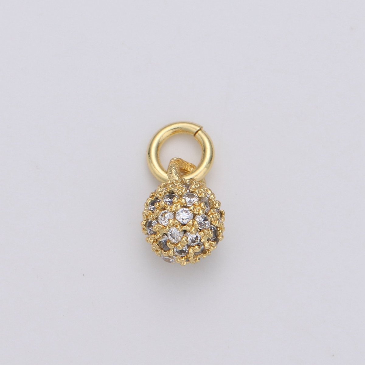 Tiny Ball Pendant Small Ball Charm for Handmade Jewelry Supplies 24k Gold plated Charm Micro Pave Cubic Ball Charm Disco Ball, D-117 - DLUXCA