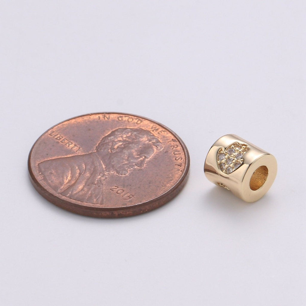 Tiny Beads 6mm Bead CZ Gold Beads Hamsa Hand Beads cylinder Cubic Beads for Bracelet Necklace Supply Large Hole Beads 3mm hole - DLUXCA