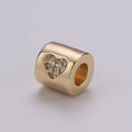 Tiny Beads 6mm Bead CZ Gold Beads Heart Beads cylinder Cubic Beads for Bracelet Necklace Supply Large Hole Beads 3mm hole - DLUXCA
