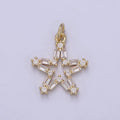 Tiny CZ Bright Stars Cubic Zirconia Small Starburst North Star Pendant - Gold plated CZ Drop Charm Pendant, Celestial Jewelry, Pointed Stars N-421 - N-424
