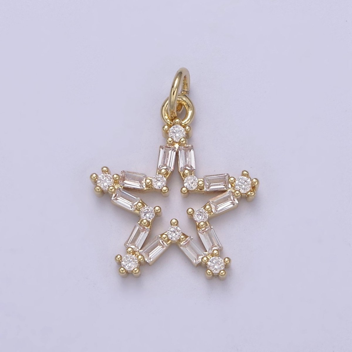 Tiny CZ Bright Stars Cubic Zirconia Small Starburst North Star Pendant - Gold plated CZ Drop Charm Pendant, Celestial Jewelry, Pointed Stars N-421 - N-424
