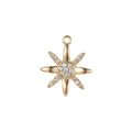 Tiny CZ North Star Cubic Zirconia Small Starburst 8 point Star Pendant - Gold CZ Drop Charm Pendant, Celestial Jewelry, Pointed Star E-854 - DLUXCA